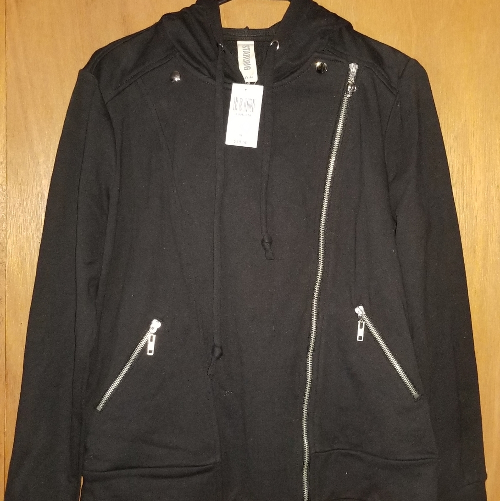 Black moto style hoodie juniors XL